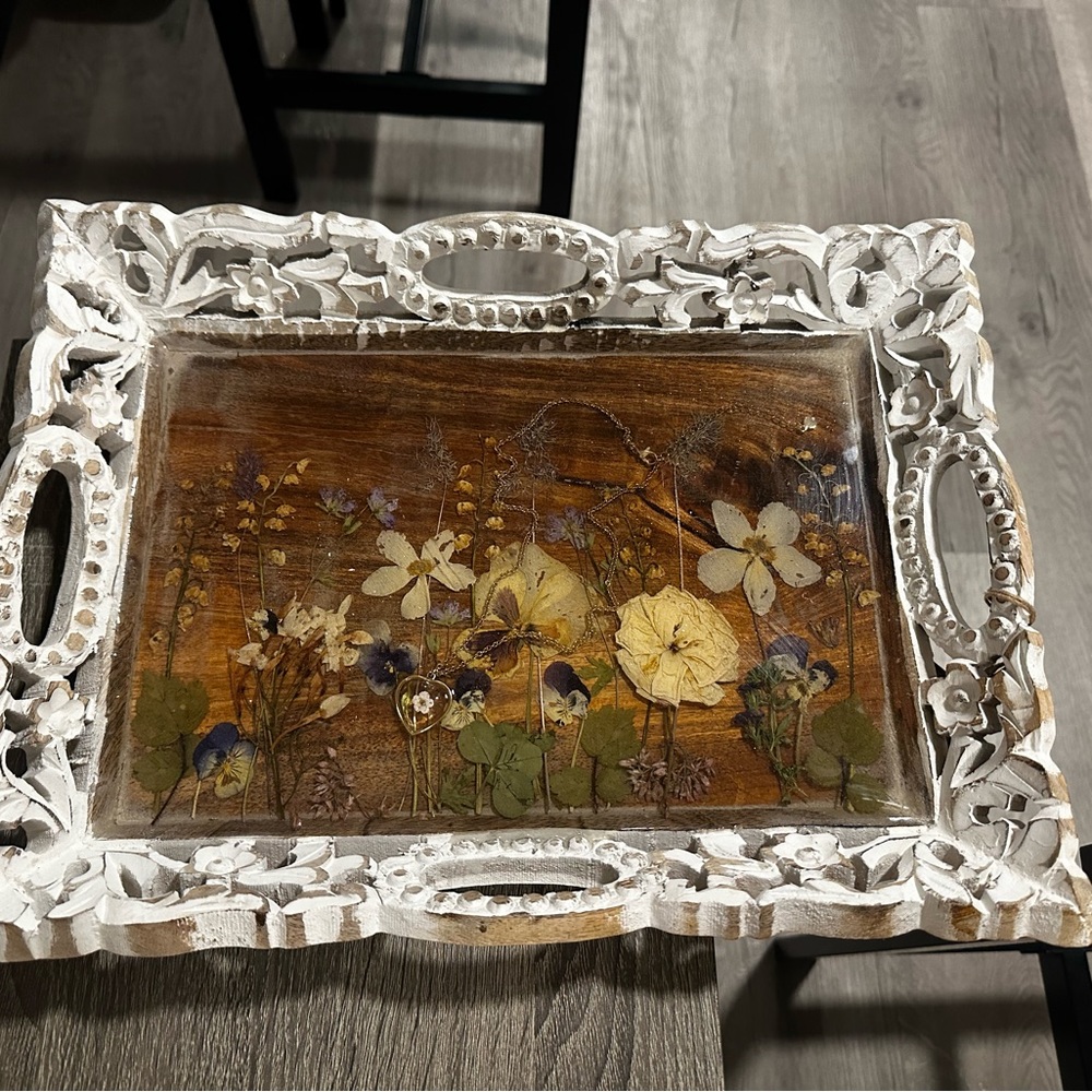 Hand carved wood tray